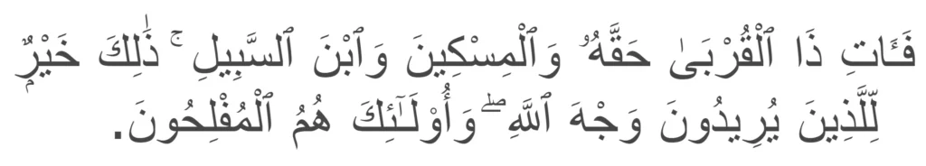 Surah Ar-Rum verses 38 about the relation with ties.