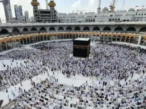 Beautiful view of Kaaba during hajj