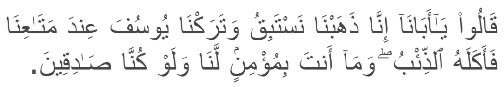 (Surah Yusuf 17)