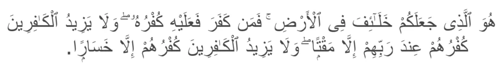 Surah Fatir verse 39