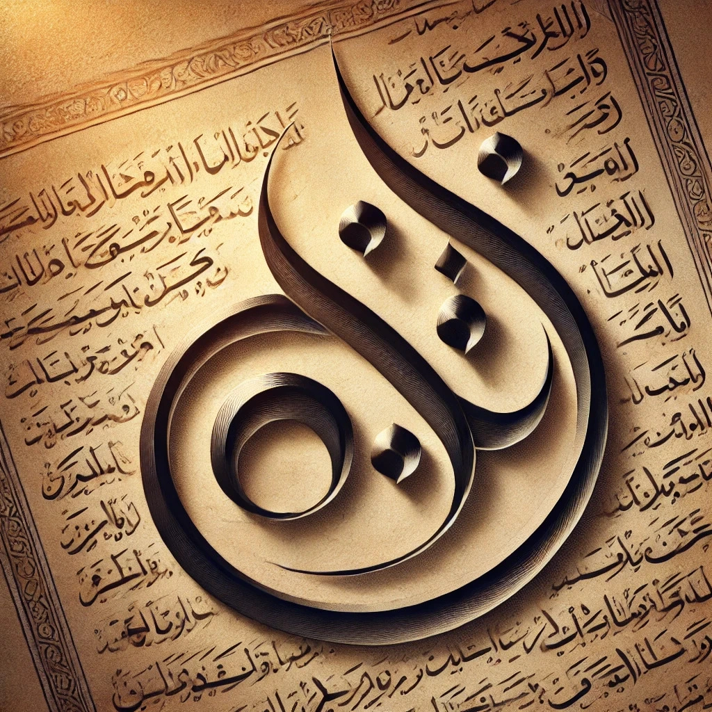 Here is an artistic representation of Naskh Script, highlighting its smooth and flowing style, traditionally used in Quranic manuscripts.