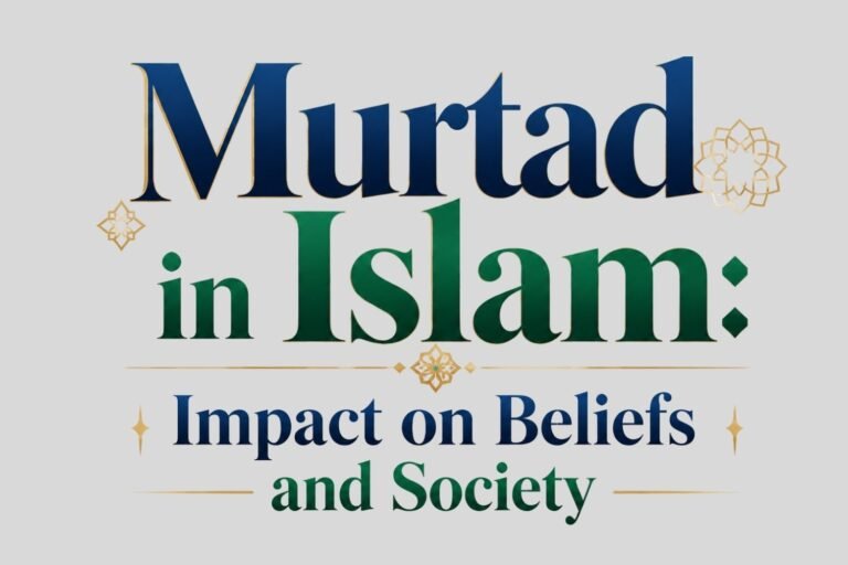 Scholar studying Islamic texts and Quran in a traditional library representing discussion of apostasy (Murtad) in Islam.