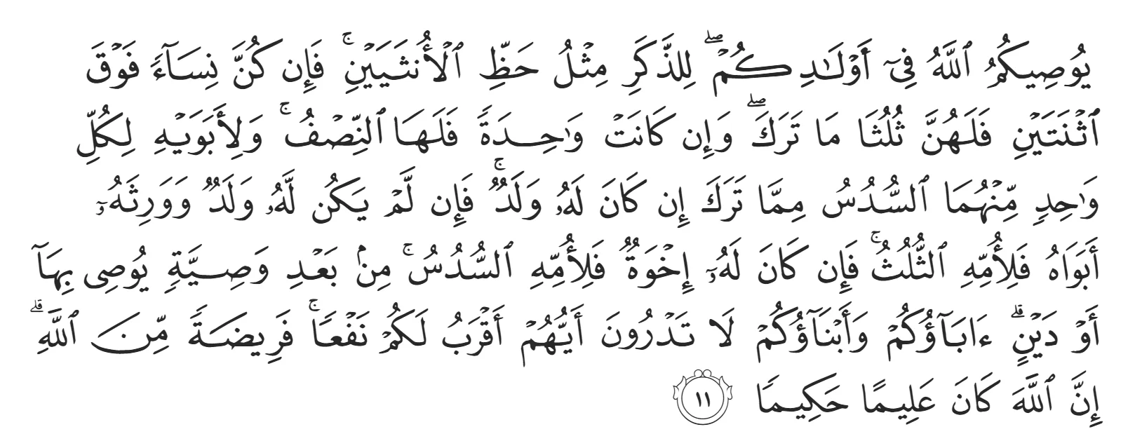 (Surah An-Nisa verse 11 about the inheritance distribuyion in Islam
